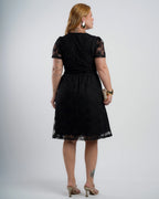 Vestido Midi Tule Com Bordado Preto