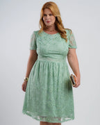 Vestido Midi Tule Com Bordado Verde