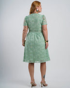 Vestido Midi Tule Com Bordado Verde