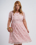 Vestido Midi Tule Com Bordado Rosa
