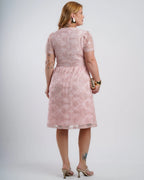 Vestido Midi Tule Com Bordado Rosa