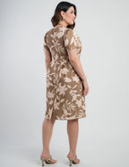 Vestido Midi Crepe Tubinho Estampado Musgo