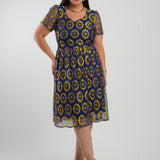 Vestido Midi Renda Com Decote Princesa Amarelo