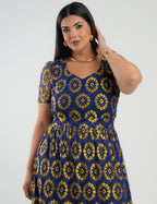 Vestido Midi Renda Com Decote Princesa Amarelo