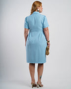 Vestido Midi Alfaiataria Com Botões Azul