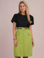 Vestido Midi Bicolor Verde