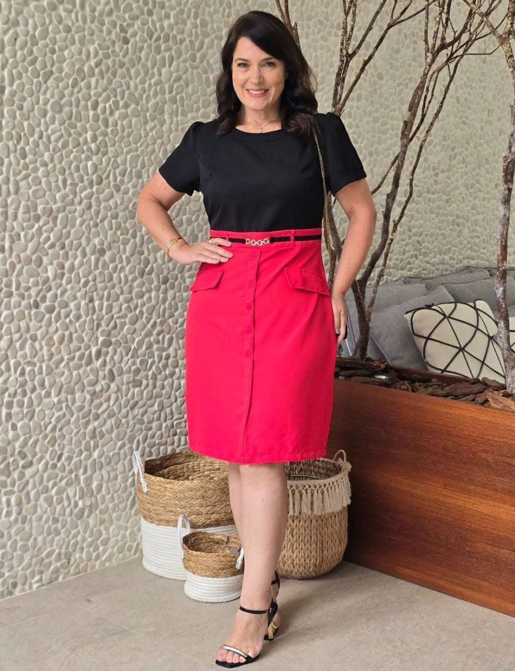 Vestido Midi Bicolor Pink