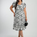 Vestido Midi Lasie Algodão Barrado Preto