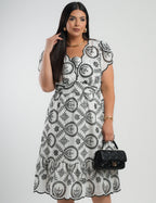 Vestido Midi Lasie Algodão Barrado Preto