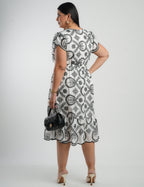 Vestido Midi Lasie Algodão Barrado Preto