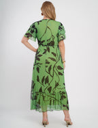 Vestido Longo Tule Com Cinto Verde
