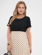 Vestido Longo Saia Poá Bege