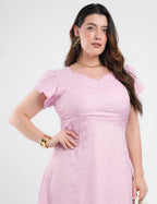 Vestido Curto Bordado Decote Princesa Rosè