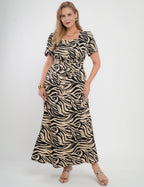 Vestido Longo Alfaiataria Twill Estampa Zebra Preto