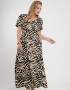 Vestido Longo Alfaiataria Twill Estampa Zebra Preto