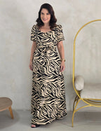 Vestido Longo Alfaiataria Twill Estampa Zebra Preto