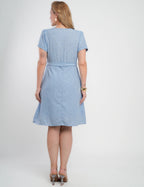 Vestido Midi Limen Com Pesponto Azul