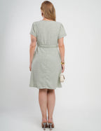 Vestido Midi Limen Com Pesponto Verde