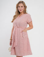 Vestido Midi Limen Com Pesponto Vermelho