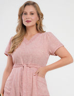 Vestido Midi Limen Com Pesponto Vermelho