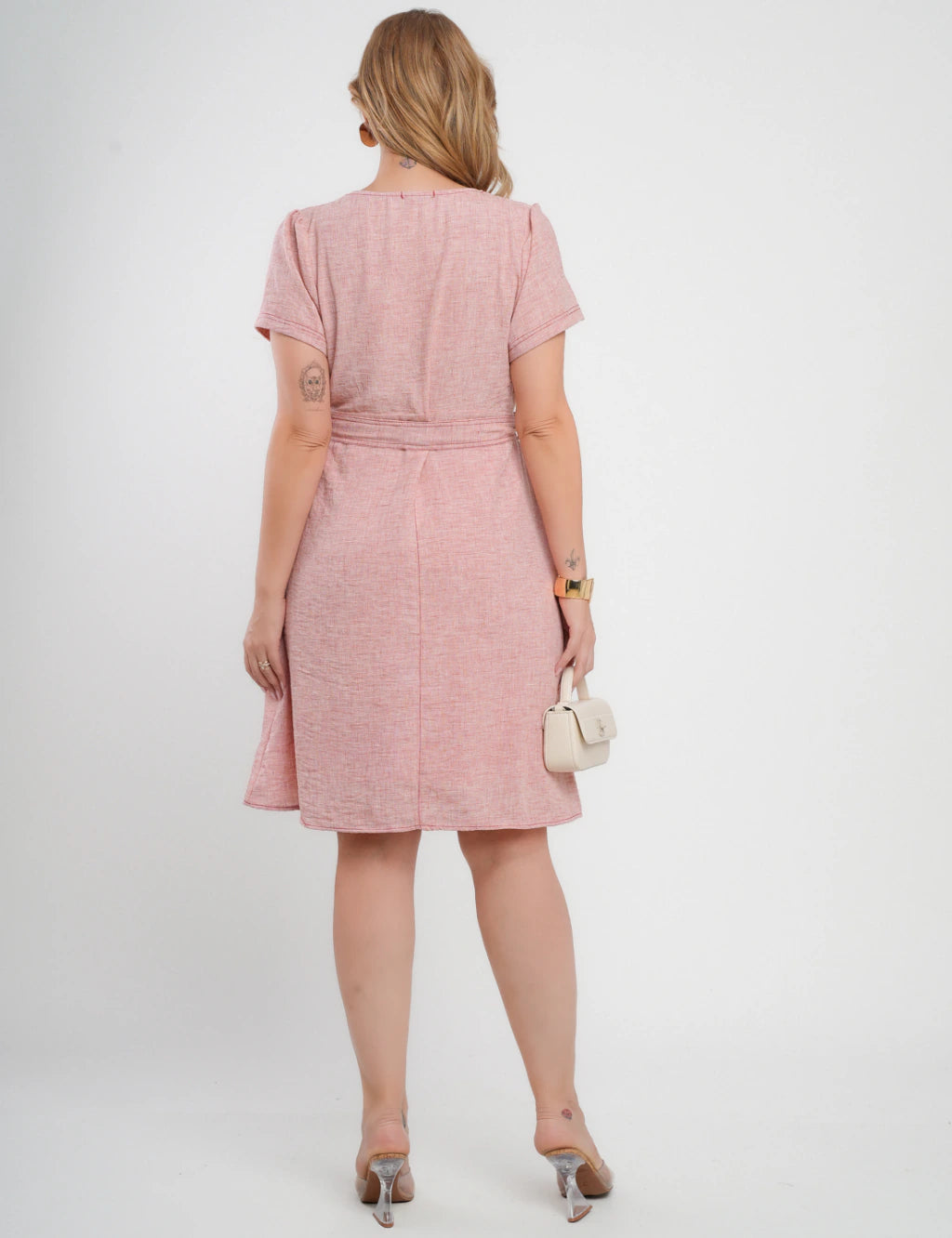 Vestido Midi Limen Com Pesponto Vermelho
