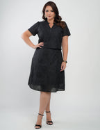 Vestido Midi Lasie Algodão Com Botão Preto