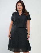 Vestido Midi Lasie Algodão Com Botão Preto