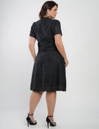 Vestido Midi Lasie Algodão Com Botão Preto