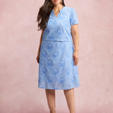 Vestido Midi Lasie Algodão Com Botão Azul