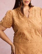Vestido Midi Lasie Algodão Com Botão Marrom