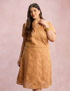 Vestido Midi Lasie Algodão Com Botão Marrom