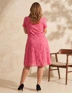 Vestido Midi Lasie Algodão Com Botão Rosa