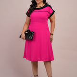 Vestido Curto Crepe liso Bicolor Pink