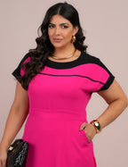 Vestido Curto Crepe liso Bicolor Pink