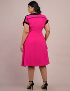 Vestido Curto Crepe liso Bicolor Pink