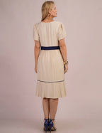 Vestido Midi Bicolor Bege