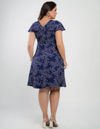 Vestido Curto Alfaiataria Estampado Marinho