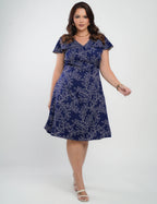 Vestido Curto Alfaiataria Estampado Marinho