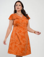 Vestido Curto Alfaiataria Estampado Laranja
