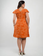 Vestido Curto Alfaiataria Estampado Laranja