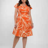 Vestido Curto Alfaiataria Estampado Laranja Claro