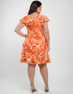 Vestido Curto Alfaiataria Estampado Laranja Claro