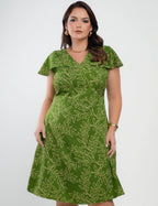 Vestido Curto Alfaiataria Estampado Verde
