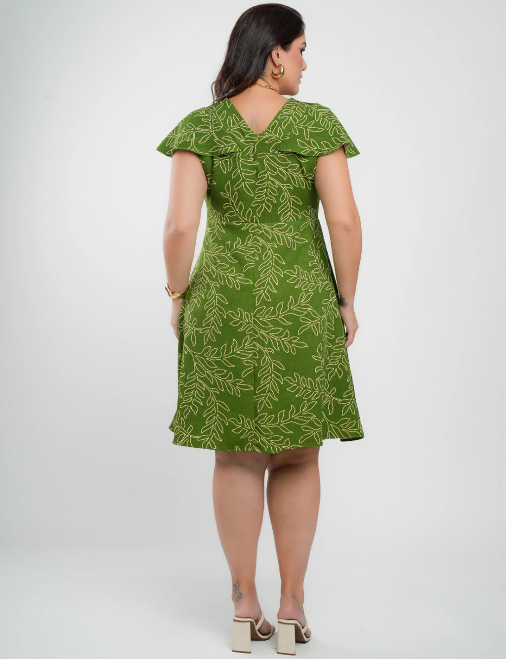 Vestido Curto Alfaiataria Estampado Verde