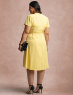 Vestido Curto Frente Pesponto Amarelo