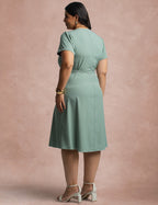 Vestido Curto Frente Pesponto Verde