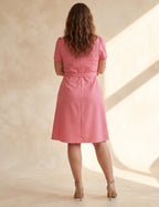 Vestido Curto Frente Pesponto Rosa