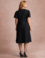 Vestido Midi Cintura Com Fivela Preto