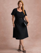 Vestido Midi Cintura Com Fivela Preto