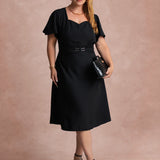 Vestido Midi Cintura Com Fivela Preto
